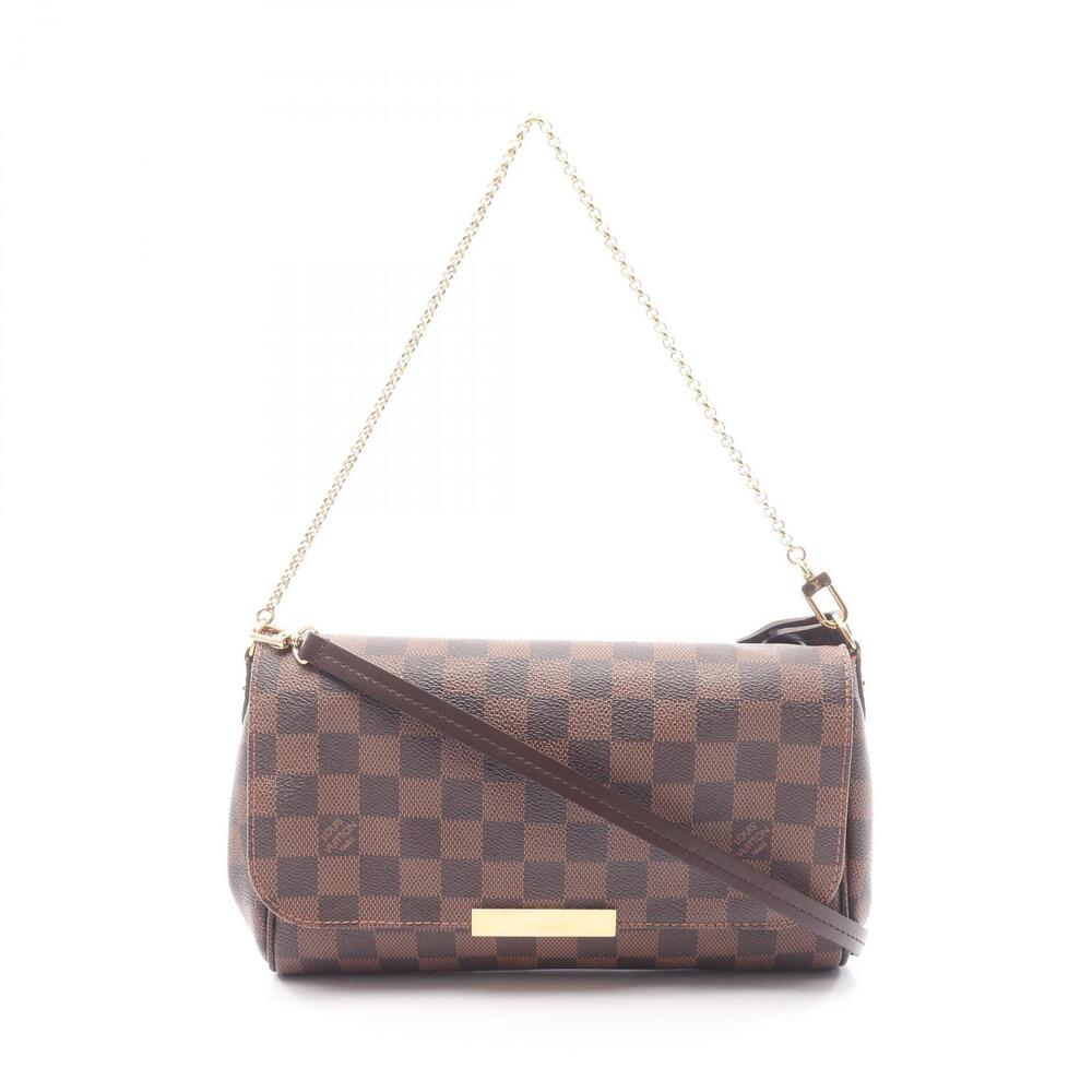 Louis Vuitton Favorite Canvas Leather Damier Shoulder Bag Brown
